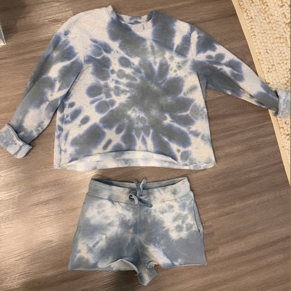 Grey and Navy Tie-Dye Short & Sweatshirt Set
